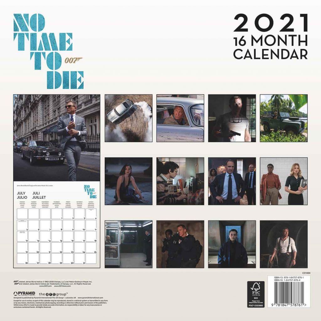 Kalender No Time To Die 003 achterzijde